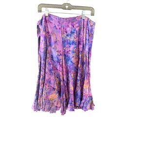Eagle Ray Vintage Y2k Purple Floral Ruffle Skirt Womens Fairy Festival Boho L